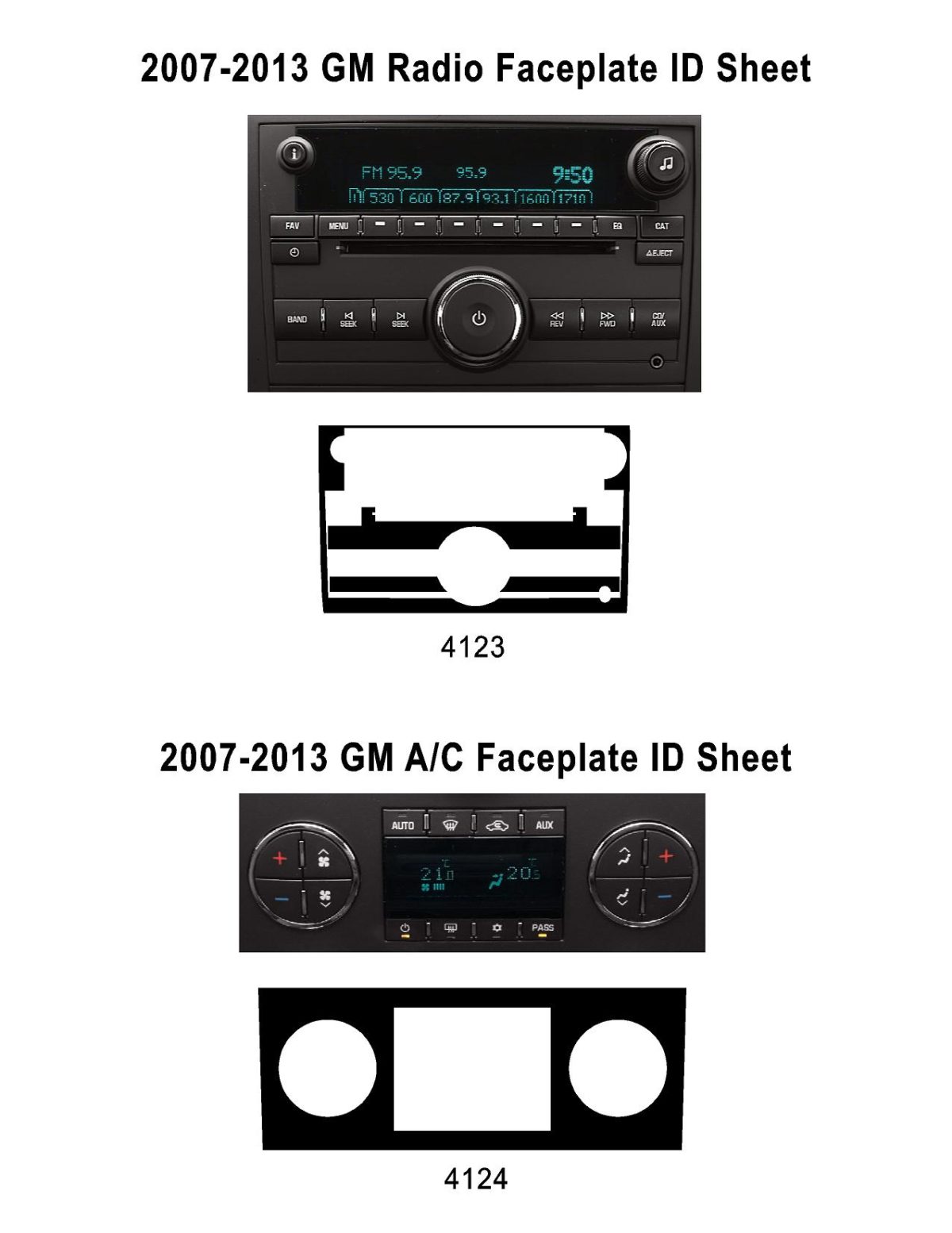 GM Radio and A/C Faceplates 20072013 Auto Button Repair