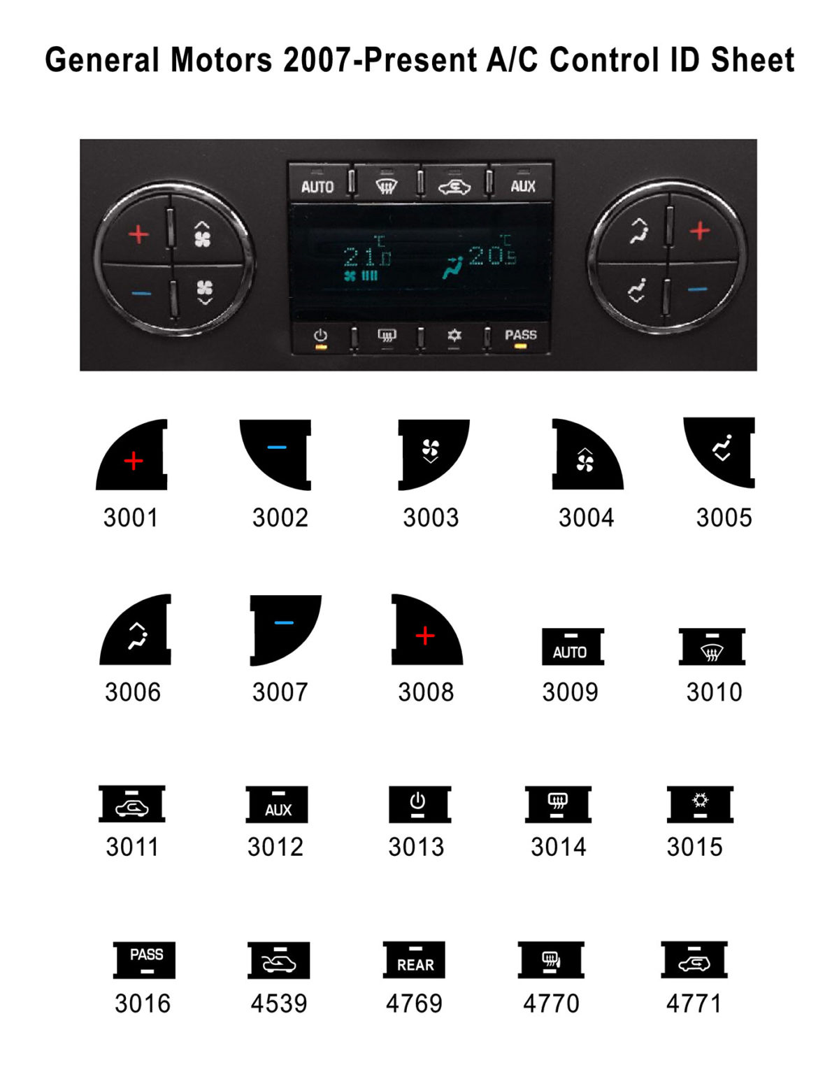 World Graphix Chevrolet Traverse AC Button Decals – GM Climate Control Repair Set